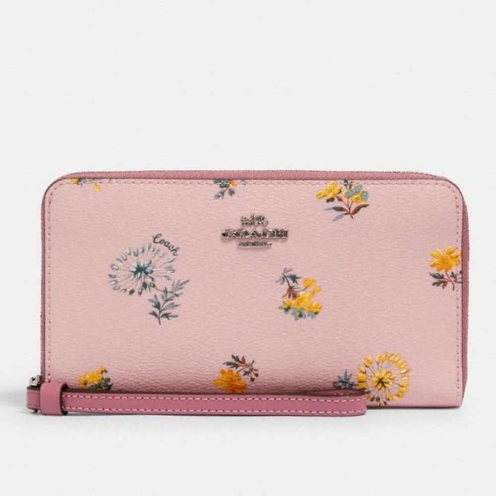 Coach LARGE PHONE WALLET WITH DANDELION FLORAL